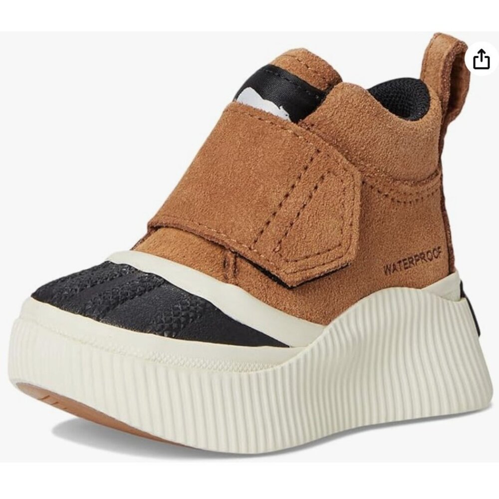 Sorel Kids Brown and Black Waterproof Suede Strap Boots